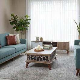Hanah Home Ada - Mesa de café azul